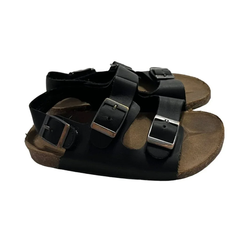 Old Navy Sz 9 Black Faux Leather Sandals